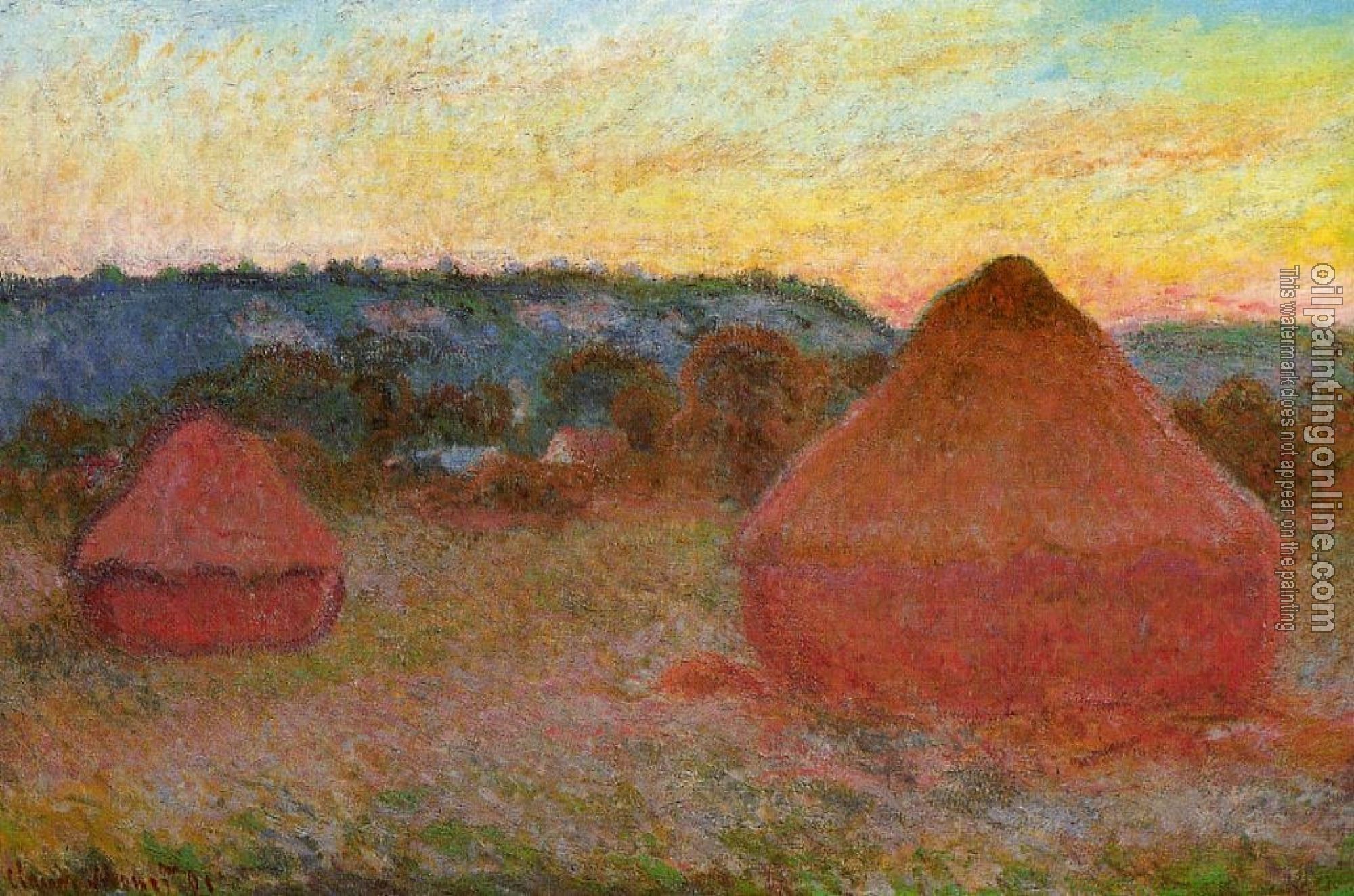 Monet, Claude Oscar - Grainstacks at the End of the Day